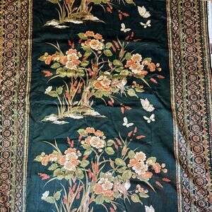Printed floral upholstery yardage fuschia emerald dark green print
